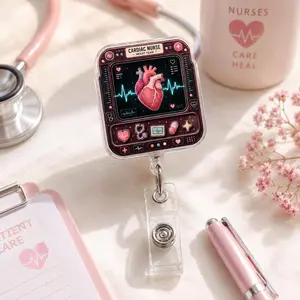 (2D) Cardiac Nurse Badge Reel, Heart Team Retractable ID Holder, Medical Nurse Gift, RN Lanyard, ER Nurse, Healthcare Worker Gift