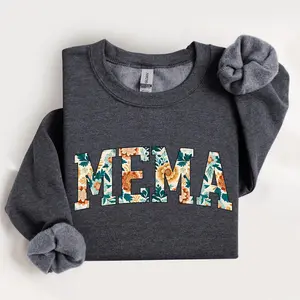 Mema Shirt, Mema Floral Sweatshirt, Personalized Mema Crewneck Pullover, Christmas Gift For Mom