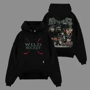 Quinn Hughes 43 For Wild Fans Premium Cotton Hoodie Sweatshirt T-Shirt (Made In US), Wild Hockey, Huggy Bear Fans Shirt, Game Day Outfits, Gift For Hockey Fans, Hockey Graphic Hoodie