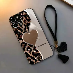 Heart Leopard Print UV Printed Phone Case Cover, New Heart Wristband, Fits iPhone 17 16 15 14 13 12 11, Trendy Gift for Valentine's Day