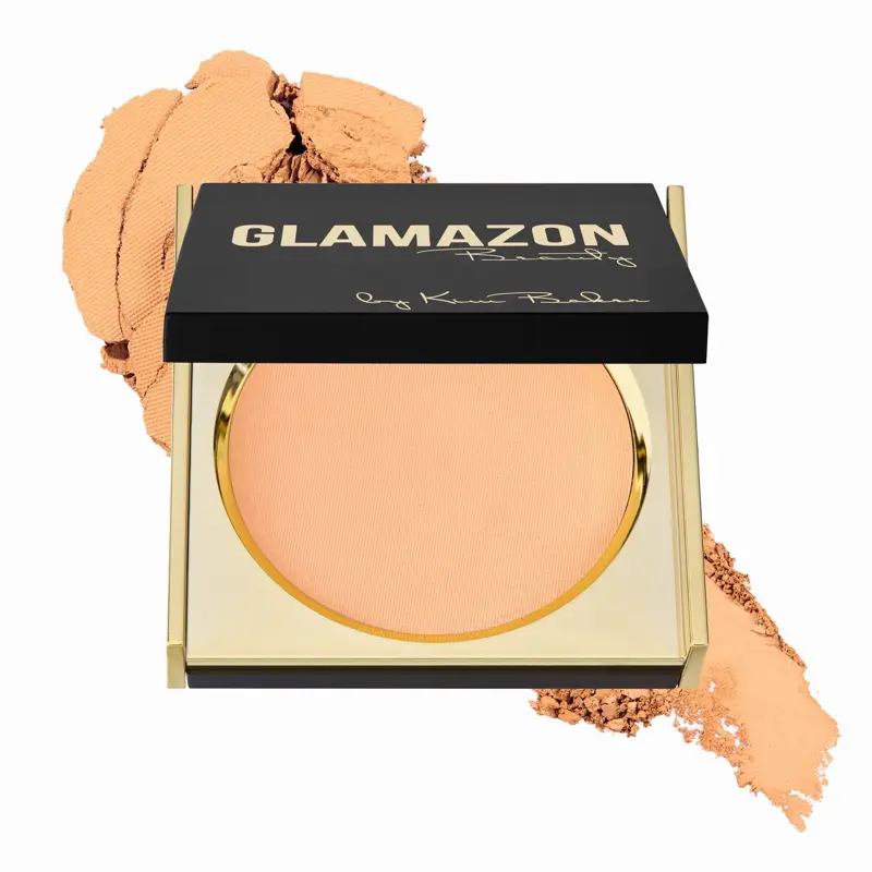 Glamazon Beauty Perfect Pressed Powder – Talc-Free Setting Powder, Step 4 of Makeup's First Roadmap, Designed by Celebrity MUA Kim Baker, Semi-Translucent Soft-Focus Finish, Fragrance-Free, 5 Shades