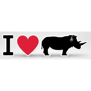 I HEART RHINO BUMPER STICKER
