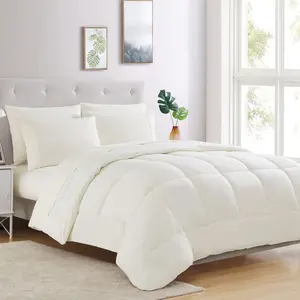 Bed-in-A-Bag Solid Color Comforter & Sheet Set Soft All Season Bedding, Twin XL, Ivory