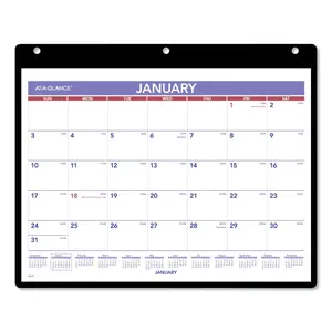 At-A-Glance Products B1250140 Monthly Desk & Wall Calendar with Plastic Backboard & Bonus Pages - Jan-Dec - 2025 - White