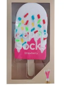 Happy Toes Apparel Strawberry Ice Cream Pop Socks - Fun Food Novelty Design for All Sizes - Adults and Kids, Ankle Socks