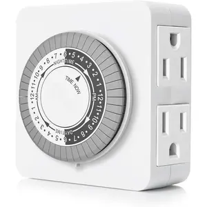 X-PSP06   24-Hour Mechanical Timer Outlet with 2 Grounded Outlets - For Lamps, Holiday Lights