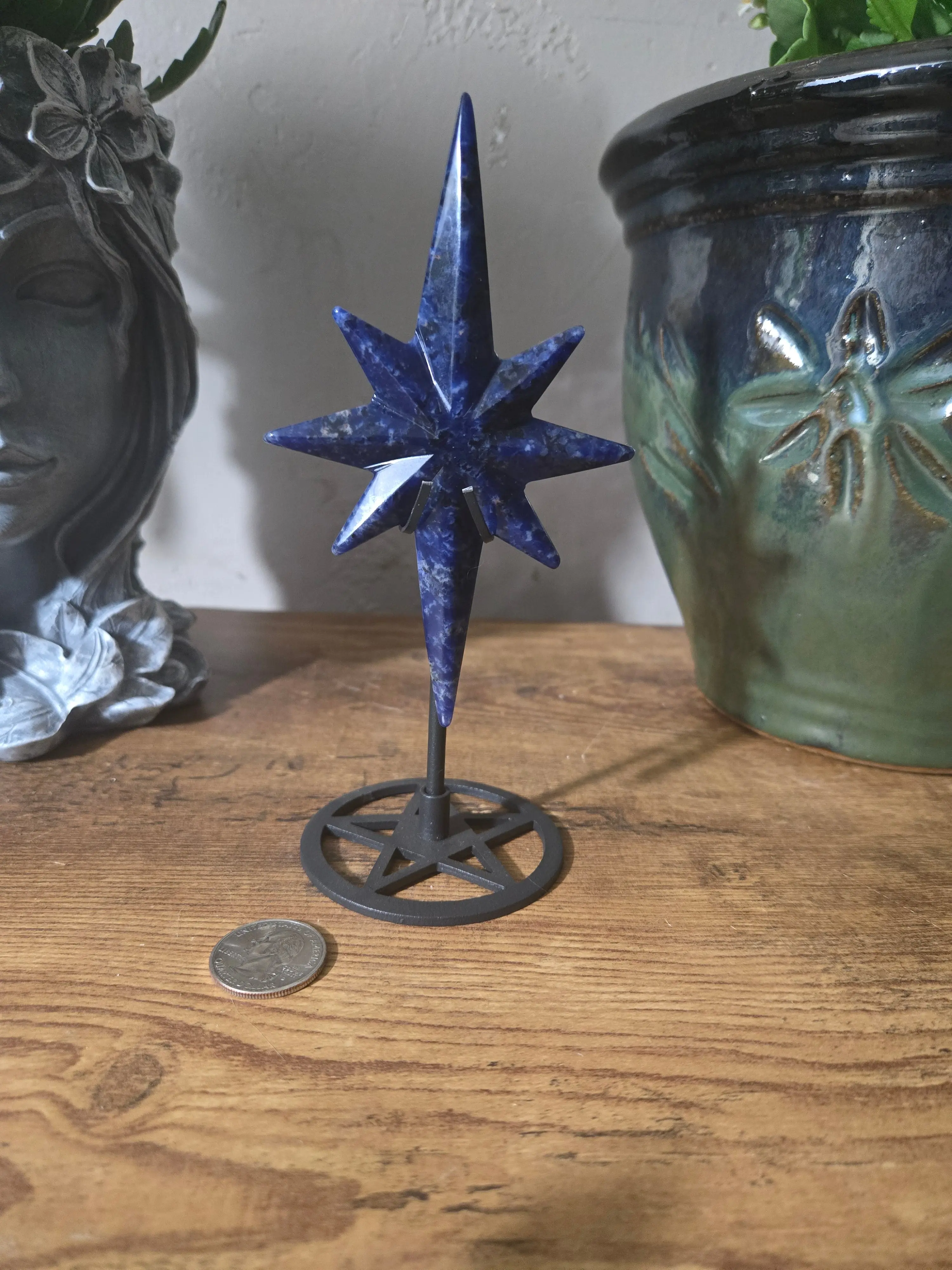 Carved Sodalite Star Stone, Natural Healing Crystal for Meditations and Crystal Decor - Balances Logic and Intuition, Star Shape, Eliminates Mental Confusion, Enhances Spiritual Perception, Spiritual Harmony, Apothecharity, Truth Seekers