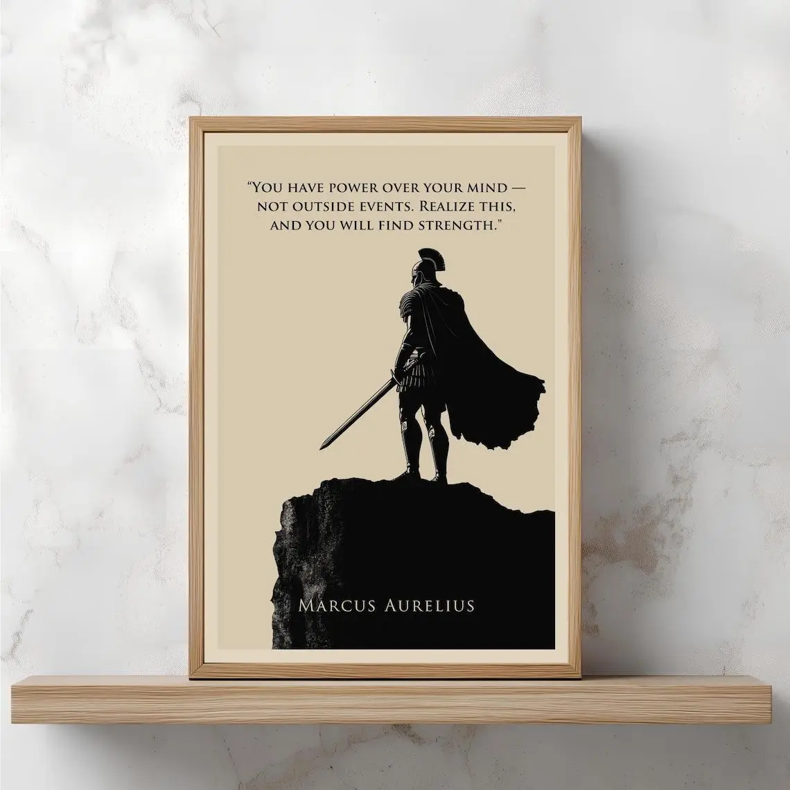 Marcus Aurelius Poster – Stoic Quote Wall Art – "You Have Power Over Your Mind" – Motivational Stoic Print – Philosophy Home Decor Gift