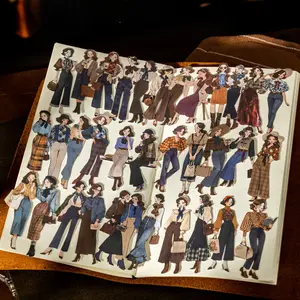 100 Sheets/bag Sticker Pack, Ample Quantity, Creative Expression, Modern Beauty Series American Vintage Character Theme Decorative Material, Hand Account Stationery Bottle Multi-Scene Decoration