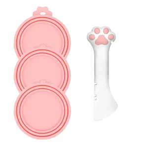 3 Pcs Pet Can Lids + 1 Can Spoon Set, Lever Principle & Ergonomic Design, Nail-Friendly Opener, Airtight Freshness Preservation, Scooping