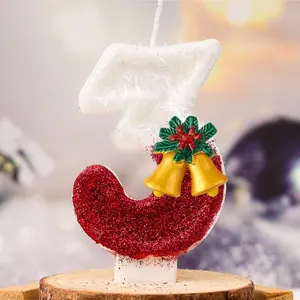Creative Christmas Bell Design Candle, 1 Count Glitter Candle with Bell Ornament, Cake Decoration for Christmas Party, Birthday Gift, Halloween
