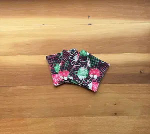Reversible Mini Fabric Coasters - Hot Cocoa and Red Truck, Set of 4