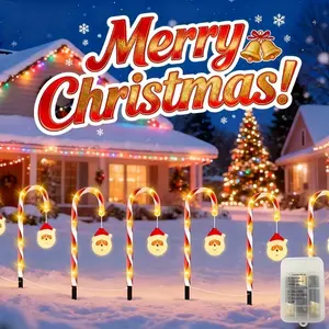 4 PCS Christmas Candy Cane Lights, Battery Powered, 8 Lighting Modes, Adjustable Brightness, Perfect for Lawn Wedding Holiday Decor