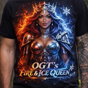 OGT's Fire & Ice Queen Graphic Tee - Unisex Streetwear Tee with Bold Design and Premium Print Quality for Everyday Wear - Menswear