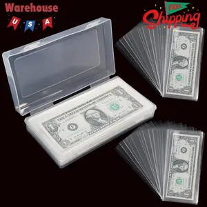 200 Pieces Currency Sleeves, Dollar Bill Holder with Storage Case