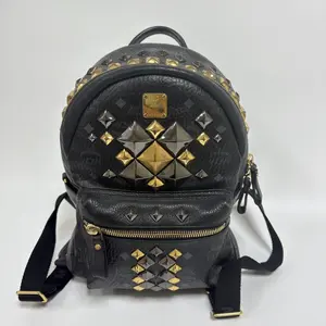 Pre-owned MCM Full Monogram M Backpack with Star Studded Rivets Fashionable Casual Double Shoulder Bag for Men & Women