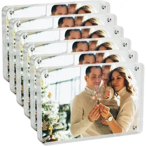 Magnetic Double-Sided 4x6 Picture Frames for Refrigerator 6 Pack Clear Acrylic Magnetic Frames No Residue for Desktop Display Ideal Gift
