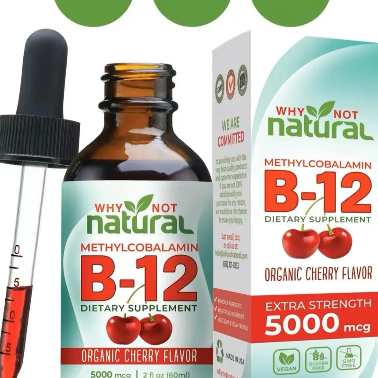 Why Not Natural Liquid B-12 Drops Naturally Boosts Mood, Increases Brain Function, and skyrockets your Metabolism Brain Health Gluten Free GMO Free