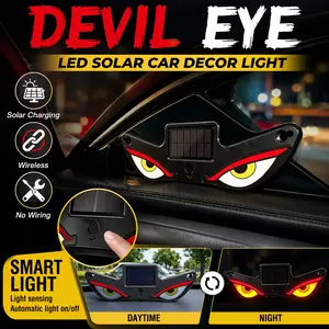Car Rear Window Dynamic LED Display Vampire Devil Eye Emoji Panel, Car Decoration Light, Solar Powered Automatic Charging