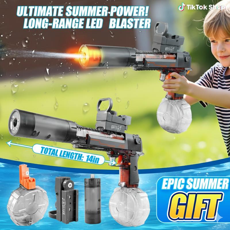 LED Electric Water Gun for Kids & Adults – Long Range Pistol Squirt Gun with Large Capacity, Automatic Summer Pool Toy