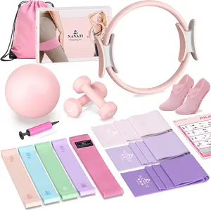 Pilates Kit, Pilates Essential Kit for Women, Pilates Equipment with 14.5" Pilates Ring and Ball, Resistance Bands,Dumbbells & Grip Socks Accessories, Home Pilates Workout Kit for Starter