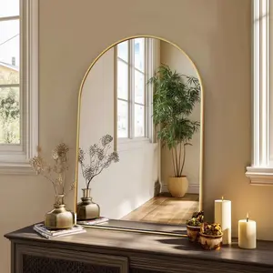 Bathroom Mirror, Decor Arched Wall Mirror, Bedroom Vanity Mirror with Metal Frame