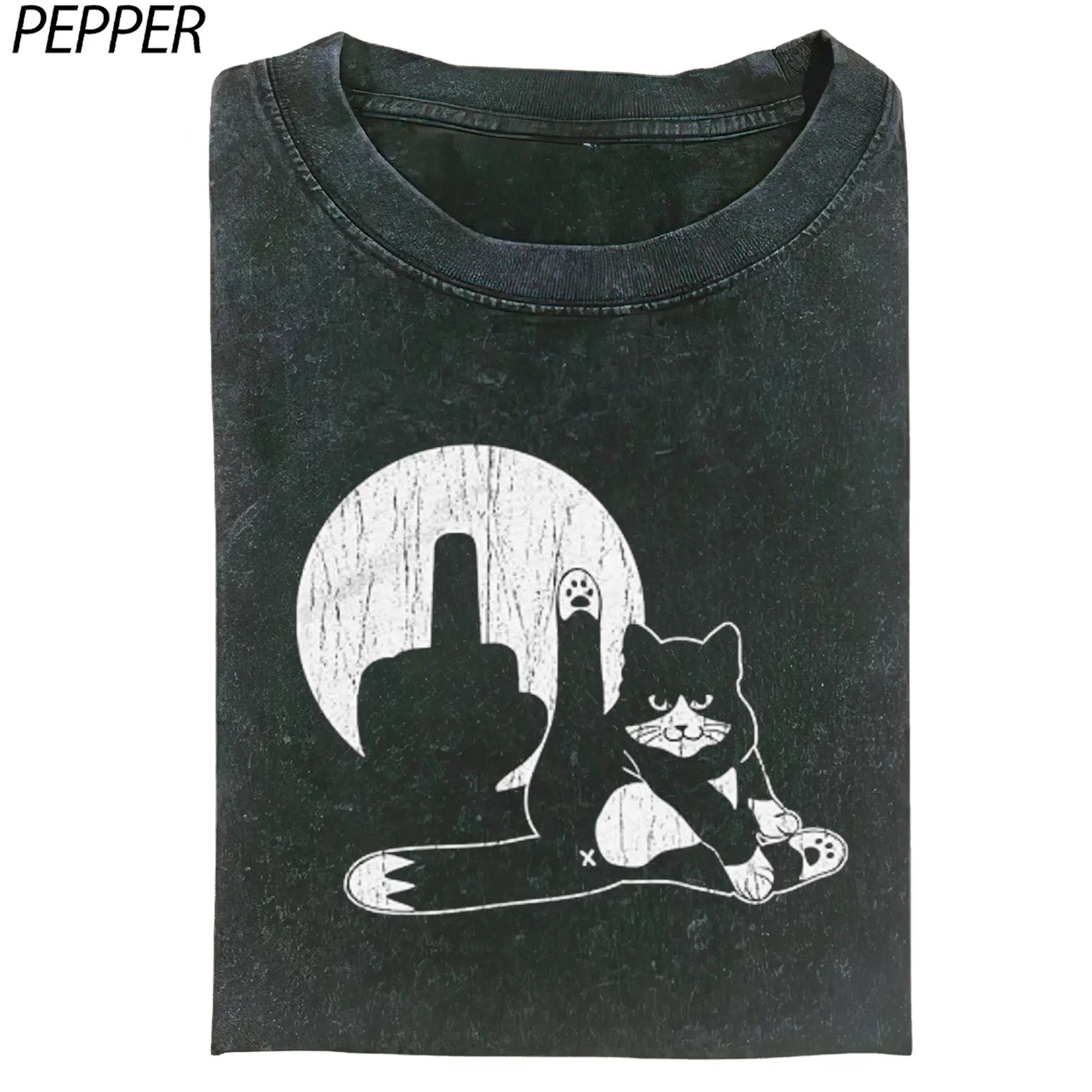 Mens Funny T Shirts Cat Middle Finger Shadow Puppet Show Sarcastic Graphic Novelty Tee for Men  Womenswear Top Cotton