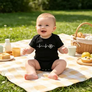 Soccer Heartbeat Baby Onesie - Sporty Minimalist Infant Bodysuit, Football Fan Newborn Outfit, Baby Shower Gift