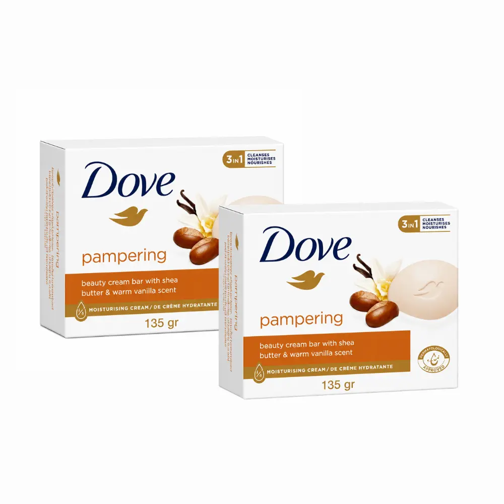 Dove Pampering Beauty Cream Bar Soap 135g | 2 Pack Value Set