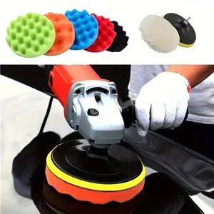 3/4/5 inch car polishing waxing sponge polishing disc 8pcs/set self-adhesive polishing waxing sponge wheel polishing pad for car polishing machine drill adapter