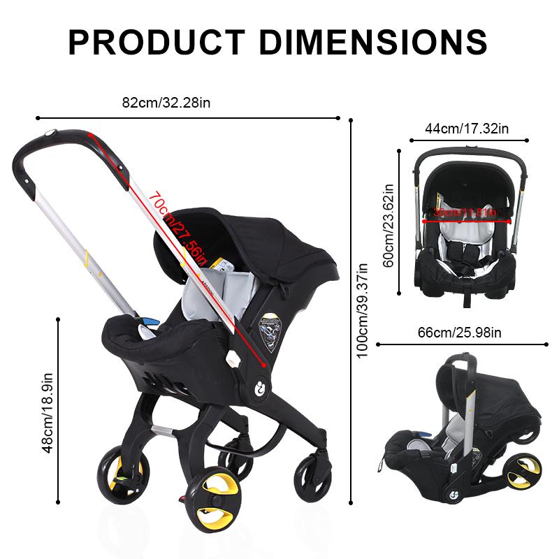 (No Base)Baby Stroller with Free Bag ,Newborn Stroller,Foldable Stroller Legs,Equipped with Chest Clip,One-Click Contraction Function,Alloy Metal Material,4-wheel Travel Toddler Stroller