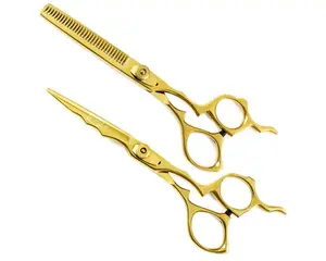 Gold Scissors, Hairdressing Scissors Set, 6.5" Professional Hair Cutting Scissors and Thinning Scissors, Barber Shears Set Haircare Heatless Stainless Lightweight