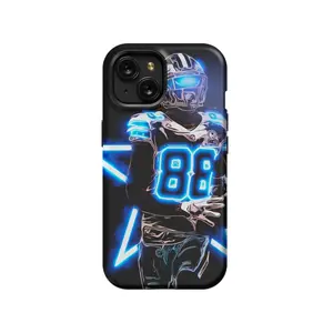 Cee Dee Lamb Neon Effect Style MagSafe Tough Phone Case, Shockproof Durable Cover, Dual Layer Protection Football Fan Gift For iPhone Series (11 to 16 Pro Max)