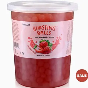 SYRUVIA Boba Pearls Popping Bursting Boba, Tapioca Pearls For Bubble Tea (Strawberry , 2 LB 1 Pack) Sweet Beverage