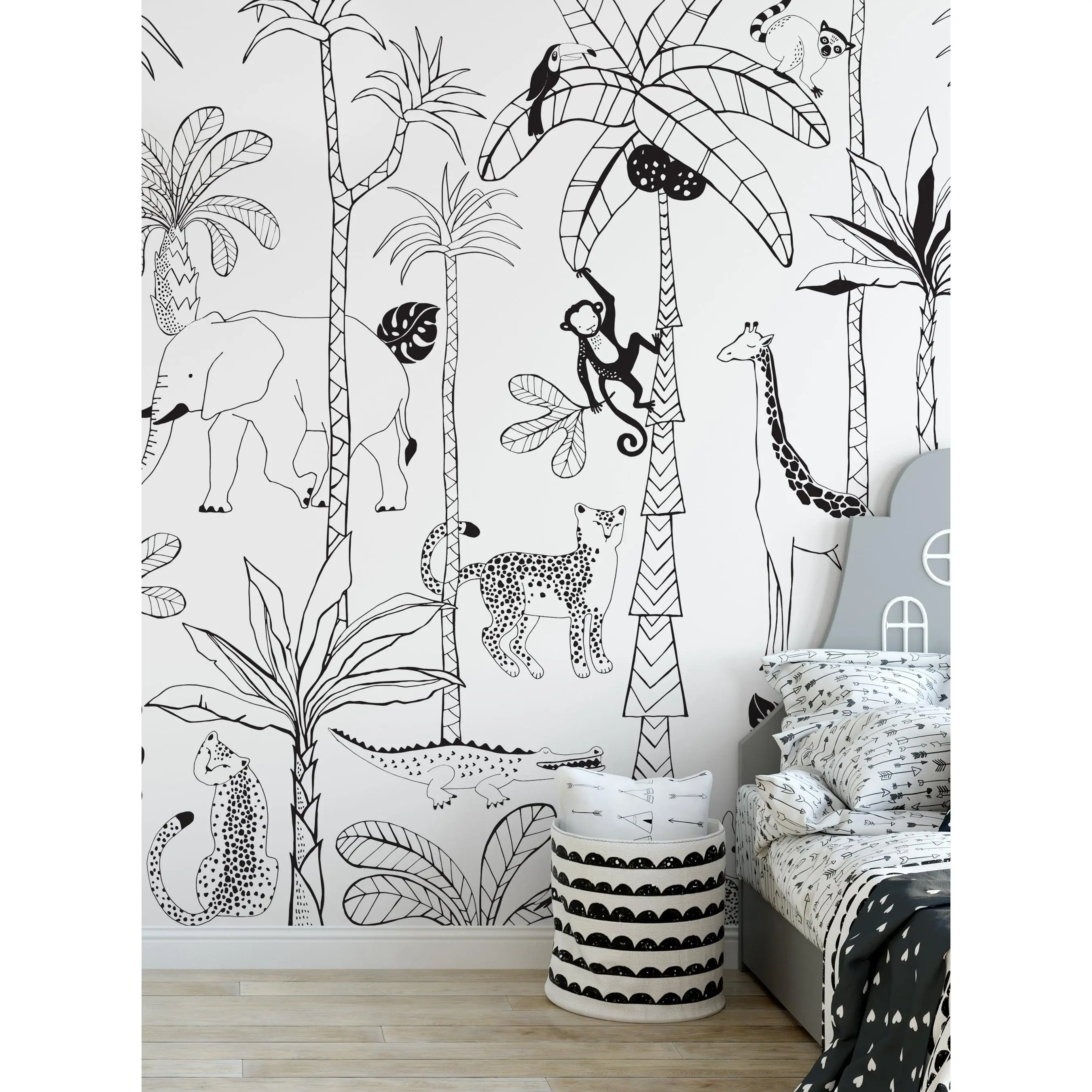 Safari Jungle Illustration Peel and Stick Mural