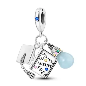 MULA Graduation Charm, S925 Silver-plated, with Color Changing Luminous Beads, Compatible with Pandora Bracelets, Perfect Graduation and Special Occasion Gift for Women and Girls