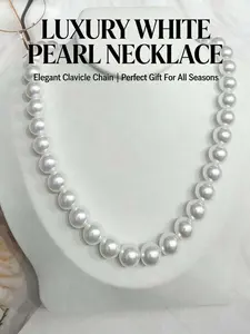 Pearl Necklace, Luxurious High-End Style, Versatile Clavicle Chain, Perfect Gift for Festivals, All Seasons Wear, Elegant Beaded Necklace