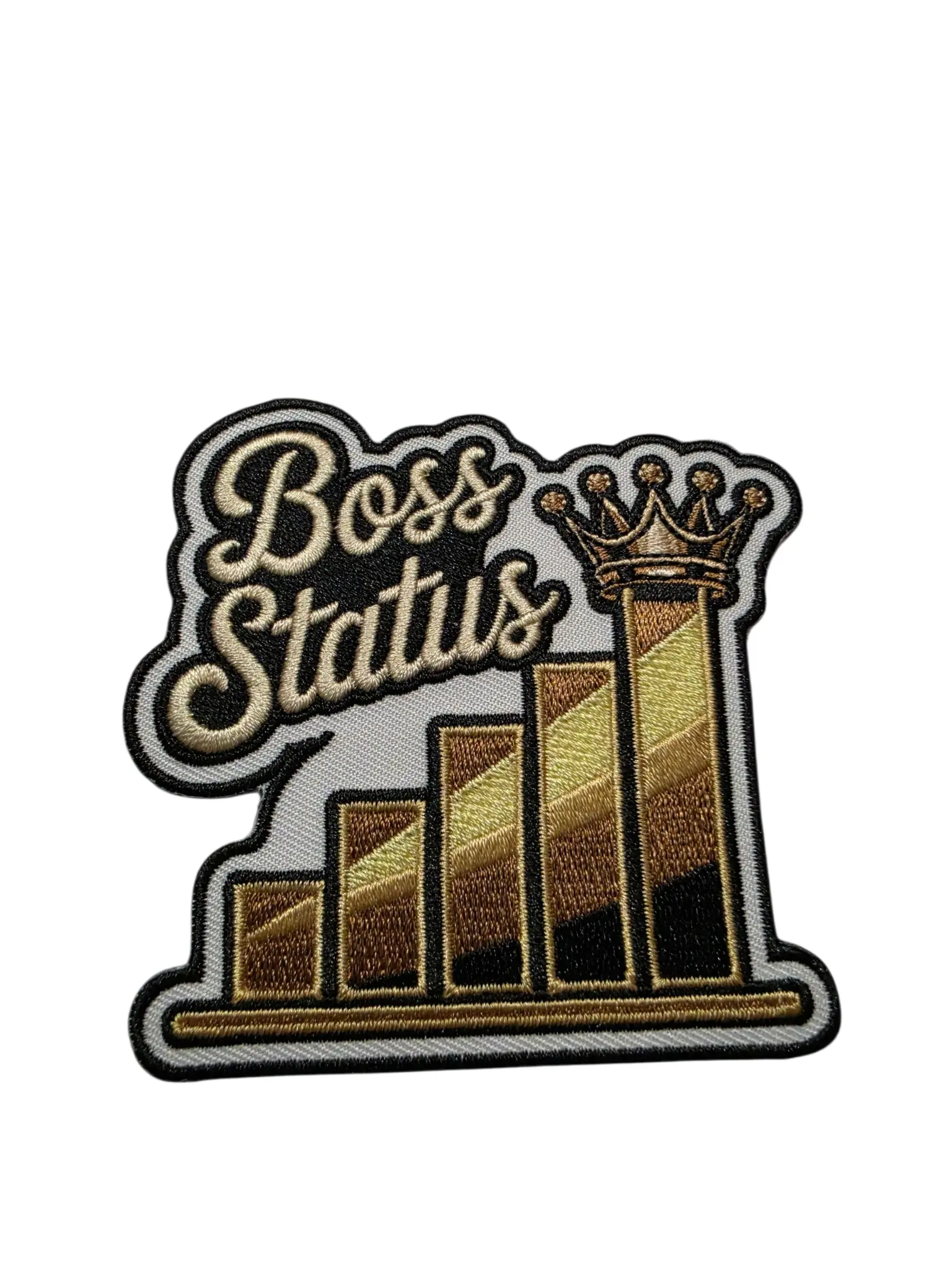 Patch Party Club "Boss Status" 3.5-Inch Embroidered Iron-On Patch for Clothing, Jackets, Hats, Bags & Backpacks