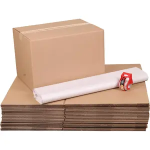 Moving Boxes Medium 18"L x 14"W x 12"H (20-Pack) + Tape Logic Heavy Duty 2in x 25yd Clear Packaging Tape with Dispenser + AVIDITI Newsprint Packing Paper 17" x 27" Sheets (5 lbs.)