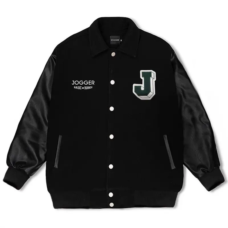 Jogger Jacket with Premium Leather Sleeves and 3-Layer Quilting for Men - Black