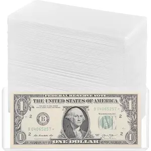 90PCS Clear Top-Load Hard PVC Banknote Holders 6.6"x2.8" Sleeves Display Holder for Paper Money Dollar Bill Currency Collection