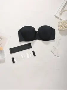 Women's Sheer Halter Neck Backless Knit Bralette, Removable Straps, Multi-Wear Style, Invisible Design, Single Piece Underwear