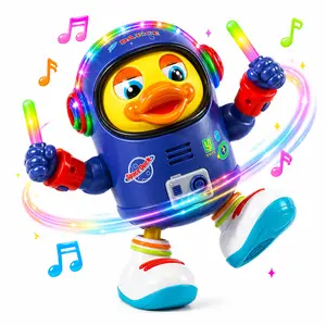 Dancing Astronaut Duck Toy for Kids, Musical Light-Up Walking Duck with Sounds and Moving Action, Interactive Toddler Toy Gift for Boys Girls
