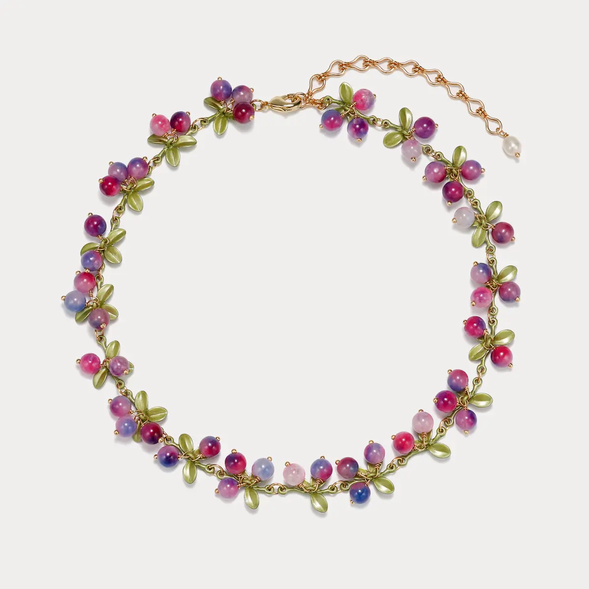 Purple Berry Necklace | Gift for Her, Adjustable, Dainty, Trendy Jewelry