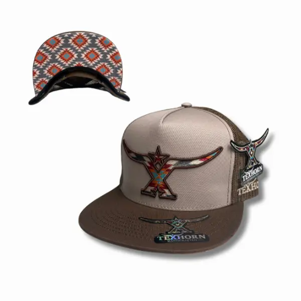 TexHorn Hat - Taupe/Brown Southwest Longhorn
