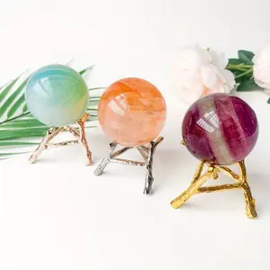 Decorative Shelf, Tree Fork Style Metal Display Stand, Metal Ball Base, Crystal Ball Display Bracket Decoration