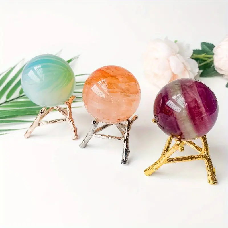 Decorative Shelf, Tree Fork Style Metal Display Stand, Metal Ball Base, Crystal Ball Display Bracket Decoration