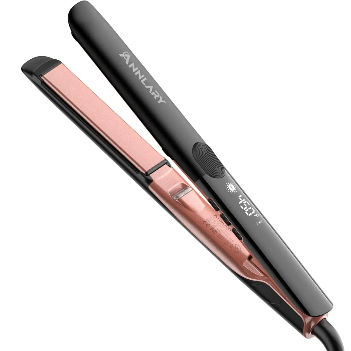 1 In Titanium Ceramic Ionic 2 in 1 Curlers & Straighteners - Adjustable Dual Voltage Hair Tool with Heat-Resistant Silicone, Frizz Control for Shinier Smoother Hair