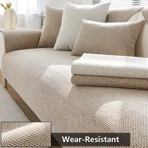 1pc Minimalist Design Chenille Quilted Sofa Cover - Classic & Bohemian Style, Scratch-Resistant, Non-Slip, Stain-Resistant & Pet-Friendly Sofa Pad. Suitable for Living Rooms, Fits 1/2/3/4 Seater Sofas, All-Season Usable. Washable Sofa Slipcover