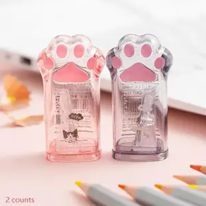 2026 Cute Cat Paw Pencil Sharpener | 2Pcs Random Color Portable Sharpener | Mini Stationery for Home, School & Office